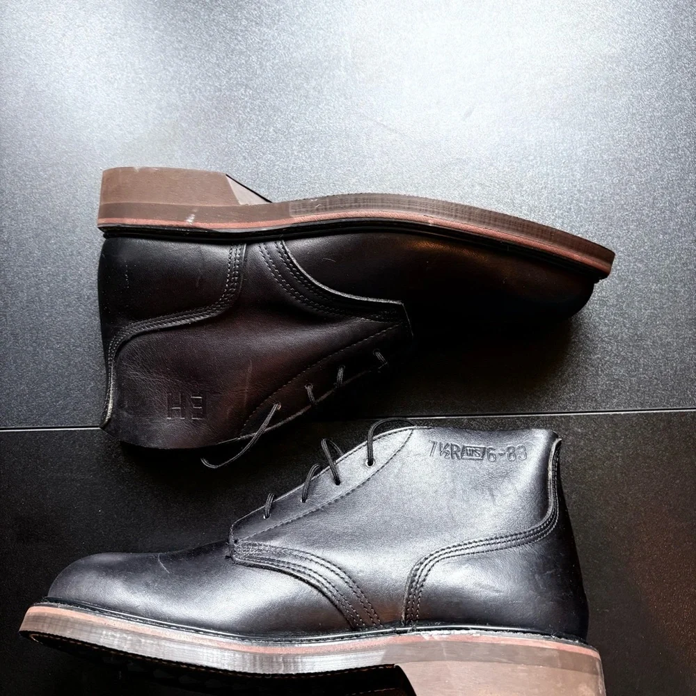 Leather Goodyear Men’s Biltrite‎ Steel Toe Oil-Jet Fuel Proof Black Boot Sz7.5 R - Picture 2 of 7